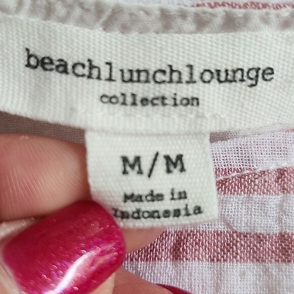 BeachLunchLounge Collection Linen/Cotton Blend, Lined, Pink & White Stripes M - Picture 5 of 8